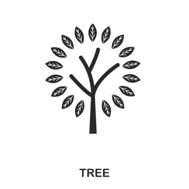 Ağaç simgesi. Çizgi stili simgesi tasarım. UI. Ağaç simgesiyle Illustration. Beyaz izole piktogram. Web tasarımında kullanıma hazır, apps, yazılım, yazdırma.
