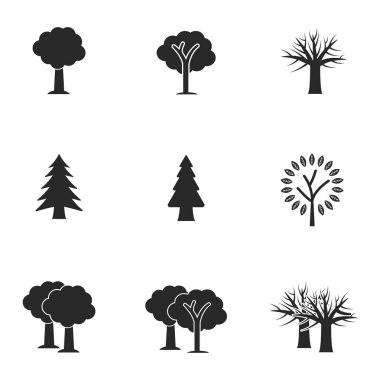Ağaç Icon set. Çizgi stili simgesi tasarım. UI. Ağaç simgesiyle Illustration. Beyaz izole piktogram sette. Web tasarımında kullanıma hazır, apps, yazılım, yazdırma.