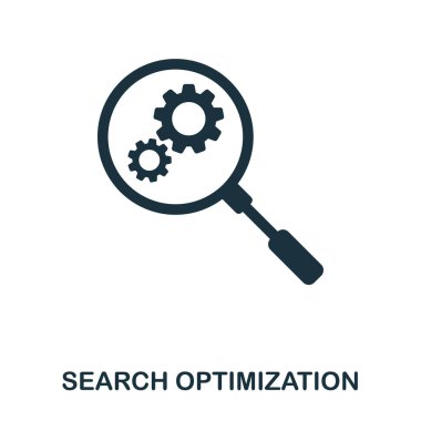 Arama Optimizasyonu simgesi. Çizgi stili simgesi tasarım. UI. Arama Optimizasyonu simgesi Illustration. Beyaz izole piktogram. Web tasarımında kullanıma hazır, apps, yazılım, yazdırma.