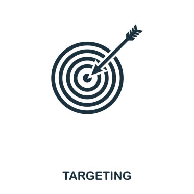 Hedefleme simgesi. Çizgi stili simgesi tasarım. UI. İllüstrasyon simge hedefleme. Beyaz izole piktogram. Web tasarımında kullanıma hazır, apps, yazılım, yazdırma.