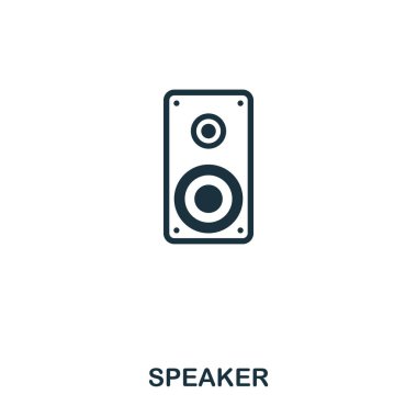Hoparlör simgesi. Çizgi stili simgesi tasarım. UI. Hoparlör simgesi Illustration. Beyaz izole piktogram. Web tasarımında kullanıma hazır, apps, yazılım, yazdırma.