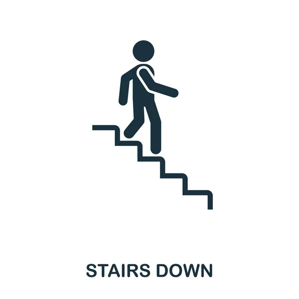 Treppen hinunter. Linie Stil-Icon-Design. ui. Illustration der Treppe nach unten Symbol. Piktogramm auf weiß isoliert. einsatzbereit in Webdesign, Apps, Software, Print. — Stockfoto