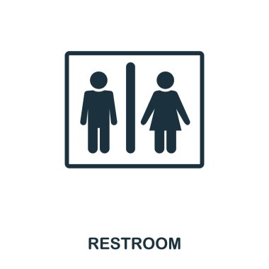 Tuvalet simgesi. Çizgi stili simgesi tasarım. UI. Tuvalet simgesi Illustration. Beyaz izole piktogram. Web tasarımında kullanıma hazır, apps, yazılım, yazdırma.