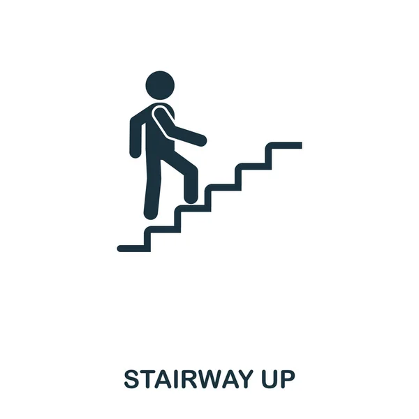 Ícone Stairway Up. Design de ícone de estilo de linha. UI. Ilustração do ícone escada acima. Pictograma isolado em branco. Pronto para usar em web design, aplicativos, software, impressão . — Vetor de Stock