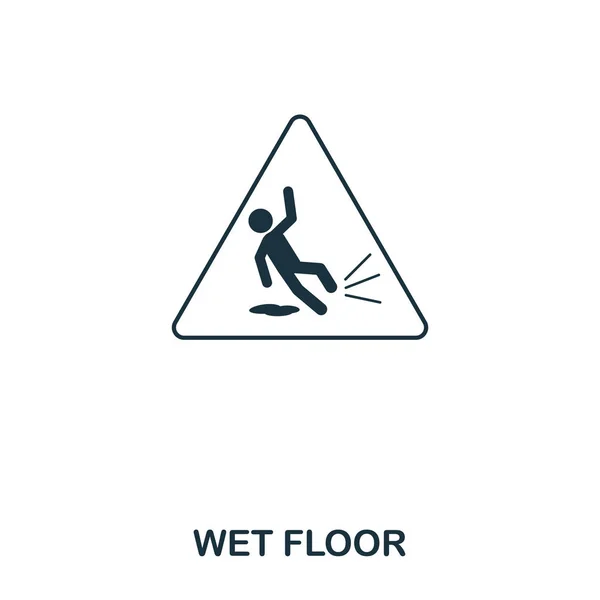 Wet Floor icon. Line style icon design. UI. Illustration of wet floor icon. Pictogram isolated on white. Ready to use in web design, apps, software, print. — Stock Vector