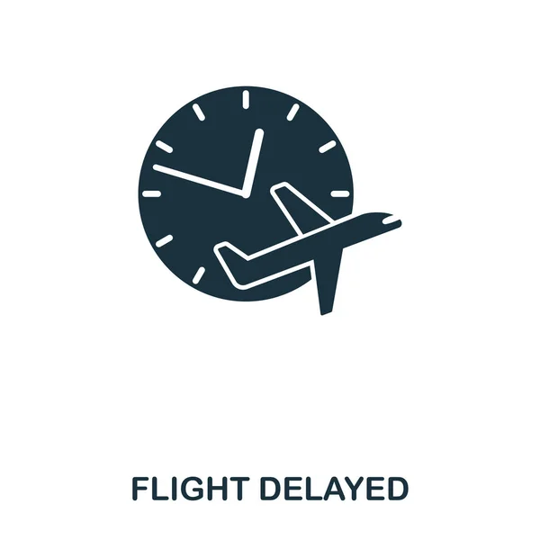 フライト遅延のアイコン。ラインのスタイル アイコン デザイン。Ui。フライトの図は、アイコンを遅延します。ピクトグラムは、白で隔離。Web デザインで使用する準備ができている、アプリケーション、ソフトウェア、印刷します。. — ストック写真