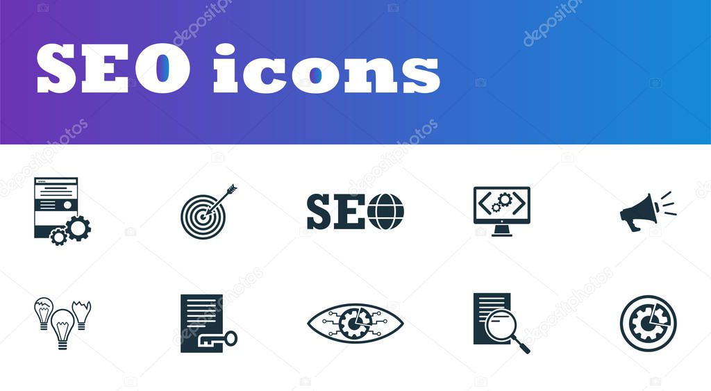 SEO icons set. UI and UX. Premium quality symbol collection. SEO icon set simple elements for using in app, print, software etc.