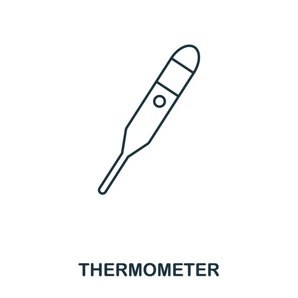 Icono del termómetro. Esquema de diseño de icono de estilo. Interfaz. Ilustración del icono del termómetro. Pictograma aislado en blanco. Listo para usar en diseño web, aplicaciones, software, impresión . — Foto de Stock