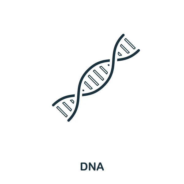 Dna のアイコン。スタイルのアイコンのデザインの概要を説明します。Ui。Dna のアイコンのイラスト。ピクトグラムは、白で隔離。Web デザインで使用する準備ができている、アプリケーション、ソフトウェア、印刷します。. — ストック写真