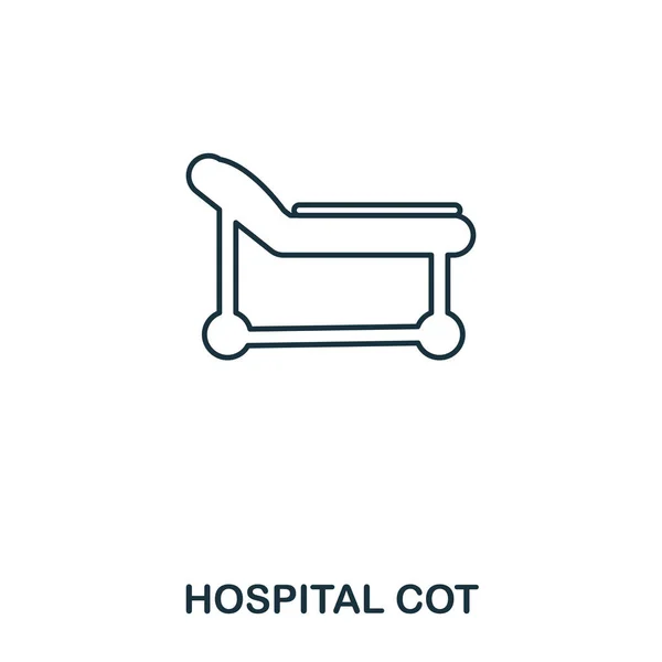 Cuna del hospital icono. Esquema de diseño de icono de estilo. Interfaz. Ilustración del icono de la cuna del hospital. Pictograma aislado en blanco. Listo para usar en diseño web, aplicaciones, software, impresión . — Archivo Imágenes Vectoriales