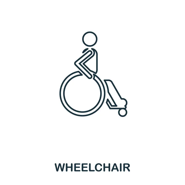 Wheelchair icon. Outline style icon design. UI. Illustration of wheelchair icon. Pictogram isolated on white. Ready to use in web design, apps, software, print. — Stock Vector