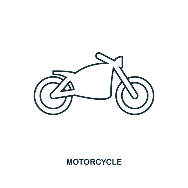 Motorcykel-ikonen. Beskriva stil ikon design. UI. Illustration av motorcykel-ikonen. Piktogram isolerade på vitt. Redo att använda i webbdesign, appar, programvara, skriva ut. — Stockfoto