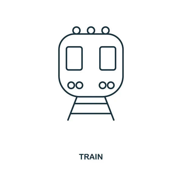 Значок поезда. Дизайн значка стиля контура. UI. Иллюстрация иконы поезда. Пиктограмма изолирована на белом. Риди использовать в веб-дизайне, приложениях, программном обеспечении, печати . — стоковое фото