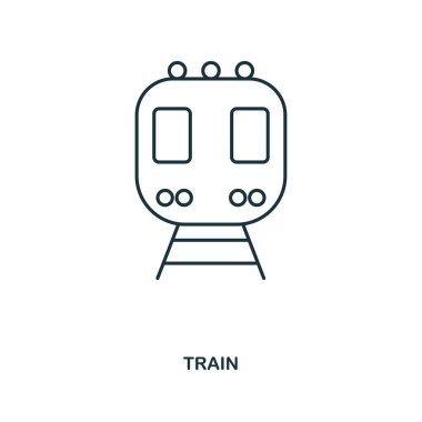 Tren simgesi. Stil simgesi tasarım anahat. UI. Tren simgesi Illustration. Beyaz izole piktogram. Web tasarımında kullanıma hazır, apps, yazılım, yazdırma.