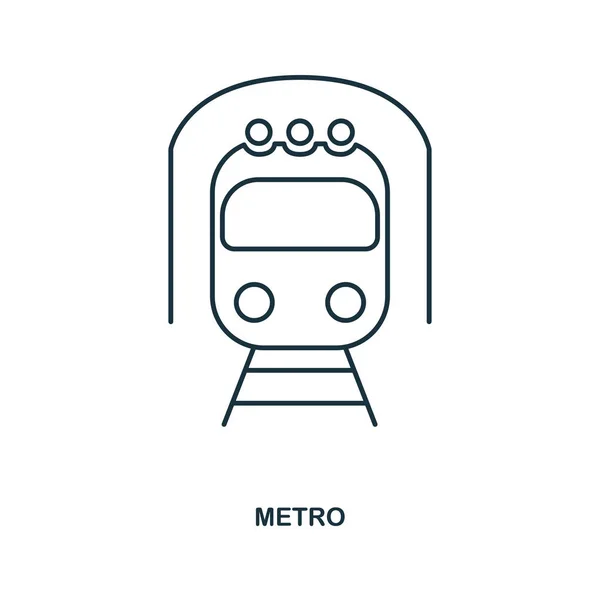 U-Bahn-Symbol. umreißen Stil-Icon-Design. ui. Illustration des Metrosymbols. Piktogramm auf weiß isoliert. einsatzbereit in Webdesign, Apps, Software, Print — Stockvektor