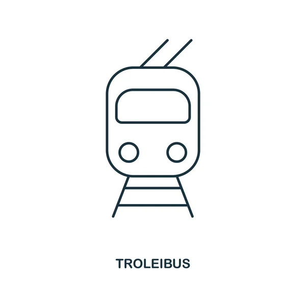 Ícone de troleyibus. Desenho de ícone estilo esboço. UI. Ilustração do ícone do trólebus. Pictograma isolado em branco. Pronto para usar em web design, aplicativos, software, impressão . — Vetor de Stock