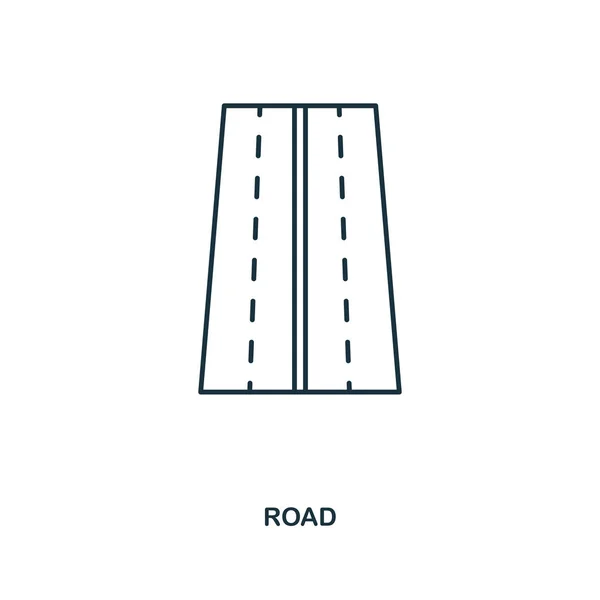 Road-ikonen. Beskriva stil ikon design. UI. Illustration av road-ikonen. Piktogram isolerade på vitt. Redo att använda i webbdesign, appar, programvara, skriva ut. — Stock vektor