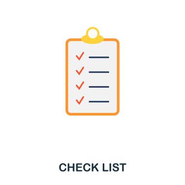 Liste düz simgesini denetleyin. Sigorta primi tarzı düz simgesi tasarım. UI. Onay listesi düz simgesini Illustration. Beyaz izole piktogram. Web tasarımında kullanıma hazır, apps, yazılım, yazdırma.