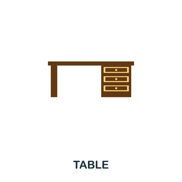 Tisch flach Symbol. Flaches Design im Premium-Stil. ui. Illustration der Tabelle flach Symbol. Piktogramm auf weiß isoliert. einsatzbereit in Webdesign, Apps, Software, Print. — Stockvektor