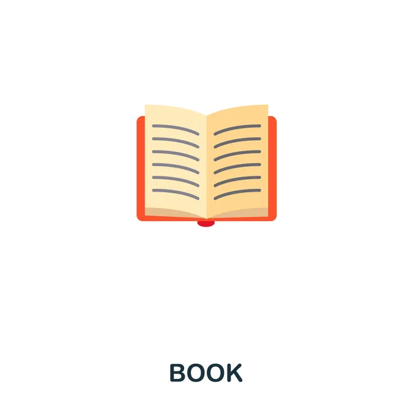 Libro icono plano. Diseño de icono plano de estilo premium. Interfaz. Ilustración del icono plano del libro. Pictograma aislado en blanco. Listo para usar en diseño web, aplicaciones, software, impresión . — Vector de stock