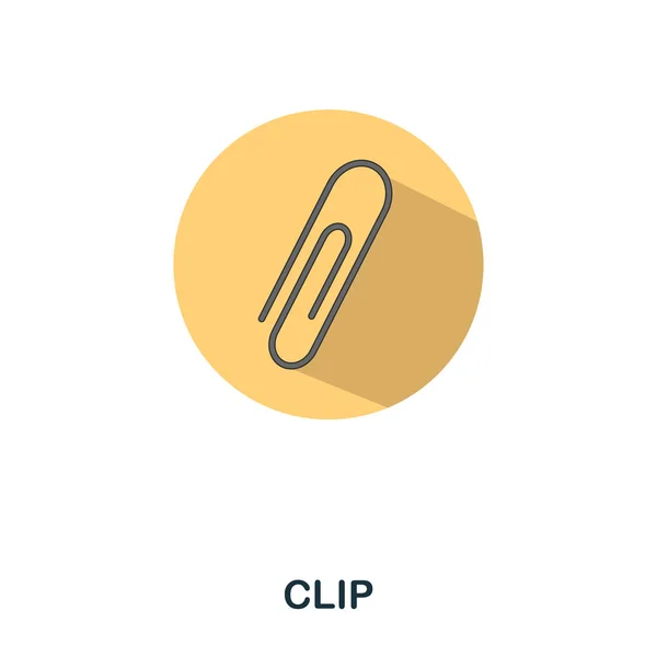 Clip icona piatta. Design di icone piatte in stile premium. Interfaccia utente. Illustrazione dell'icona piatta della clip. Pittogramma isolato su bianco. Pronto per l'uso in web design, applicazioni, software, stampa . — Vettoriale Stock