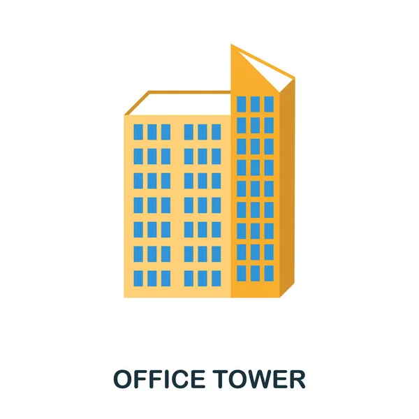 Office Tower lapos ikonra. Prémium stílus lapos ikonra design. UI. Office tower lapos ikon illusztrációja. Piktogram elszigetelt fehér. Készen áll a használatra, a web design, alkalmazások, szoftverek, nyomtatása. — Stock Vector