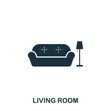 Oturma odası yaratıcı simgesi. Basit öğe örnek. Oturma odası konsept sembol tasarımı Emlak koleksiyonundan. Web, mobil ve yazdırma için kullanılabilir. Web Tasarım, apps, yazılım, yazdırma.