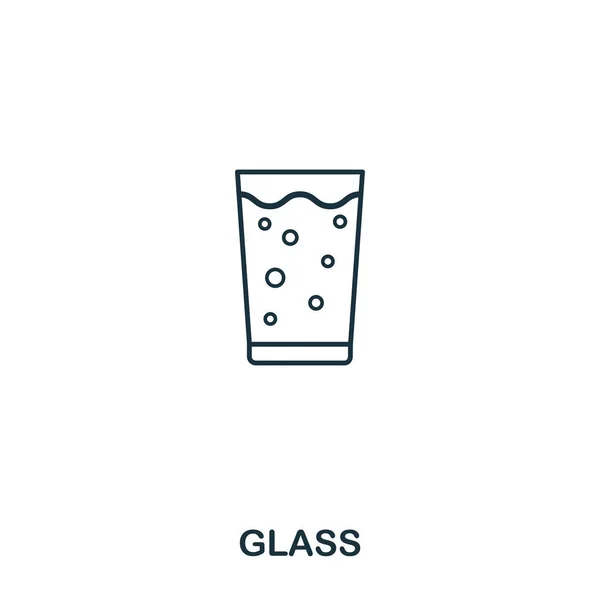 ガラスのアイコン。スタイルのアイコンのデザインの概要を説明します。Ui。ガラス アイコンのイラスト。ピクトグラムは、白で隔離。Web デザインで使用する準備ができている、アプリケーション、ソフトウェア、印刷します。. — ストックベクタ