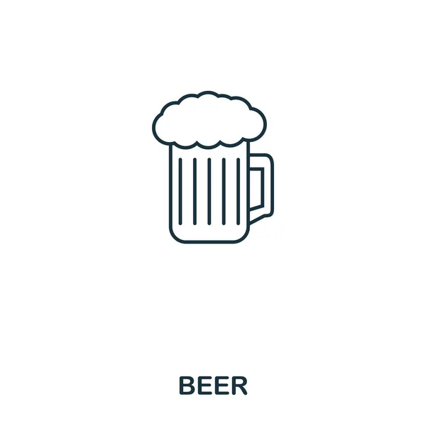 Icône bière. Conception d'icône de style contour. L'assurance chômage. Illustration de l'icône de la bière. Pictogramme isolé sur blanc. Prêt à l'emploi dans la conception web, applications, logiciels, impression . — Image vectorielle