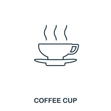 Kahve Kupası simgesi. Stil simgesi tasarım anahat. UI. Kahve Kupası simgesi Illustration. Beyaz izole piktogram. Web tasarımında kullanıma hazır, apps, yazılım, yazdırma.