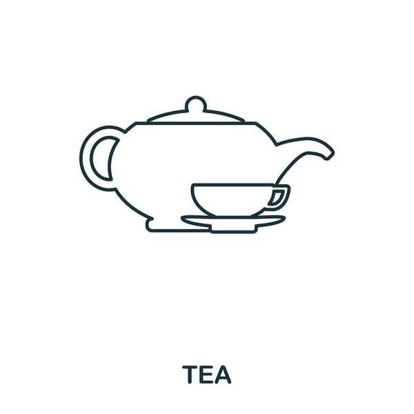 茶的图标。大纲样式图标设计。Ui。插图的茶叶图标。象形文字被隔离在白色。准备用于网页设计, 应用软件, 打印. — 图库矢量图片