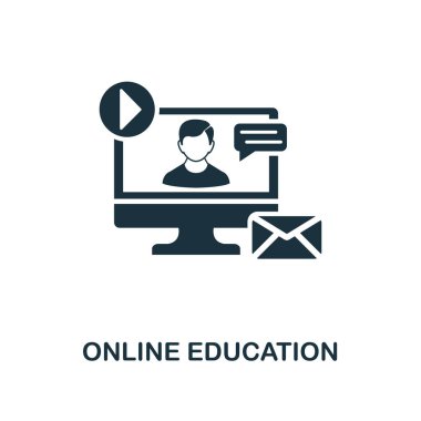Online Eğitim yaratıcı simgesi. Basit öğe örnek. Online Eğitim kavramı sembol tasarım online eğitim koleksiyonundan. Nesneler için mobil, web tasarım, uygulamaları, yazılım, yazdırma.