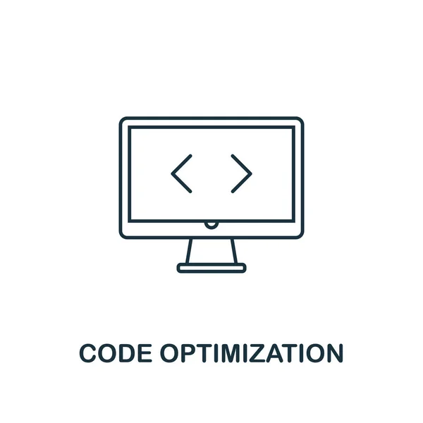 Icono creativo de optimización de código. Ilustración de elementos simples. Diseño de símbolo de concepto de optimización de código de la colección seo. Perfecto para diseño web, aplicaciones, software, impresión . — Archivo Imágenes Vectoriales