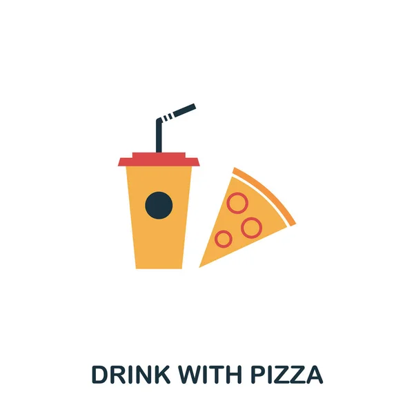 Dricka Med Pizza Ikonen Mobilappar Utskrift Och Mer Användning Enkelt — Stock vektor