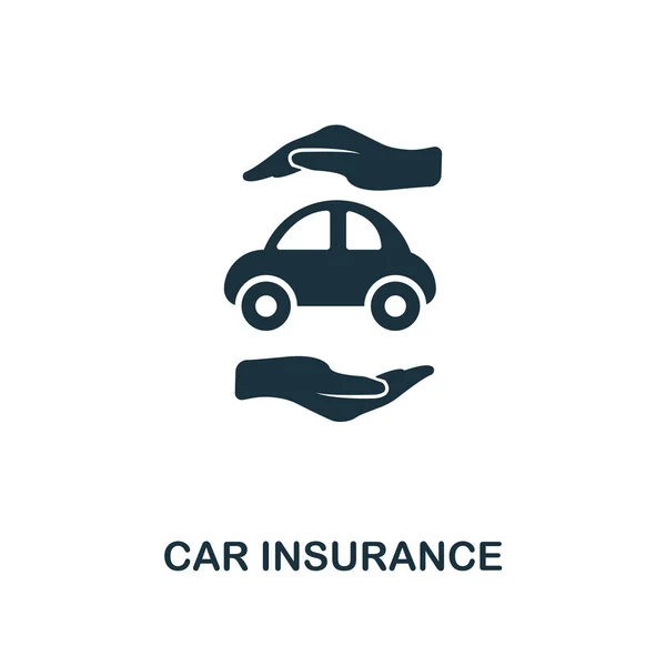汽车保险图标。从保险图标收集的线条风格图标设计。威尔汽车保险图标的插图。在白色查出的象形文字。可在网页设计、应用程序、软件、打印中使用. — 图库照片