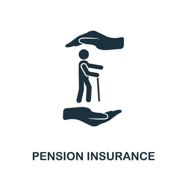 Icono de seguro de pensiones. Diseño de iconos de estilo de línea de colección de iconos de seguros. Interfaz. Ilustración del icono del seguro de pensiones. Listo para usar en diseño web, aplicaciones, software, impresión . — Vector de stock