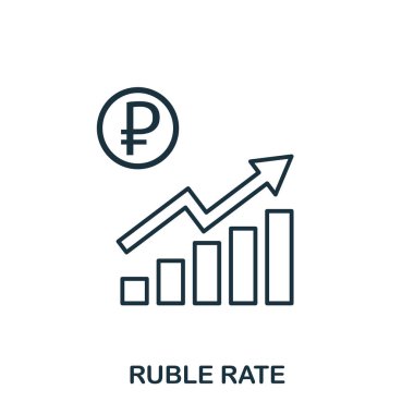 Rublesi oranı artırmak grafik simge. Mobil uygulamalar, baskı ve daha fazla kullanım. Basit öğe şarkı. Tek renkli Rublesi oranı artırmak grafik simge tasarlamak.