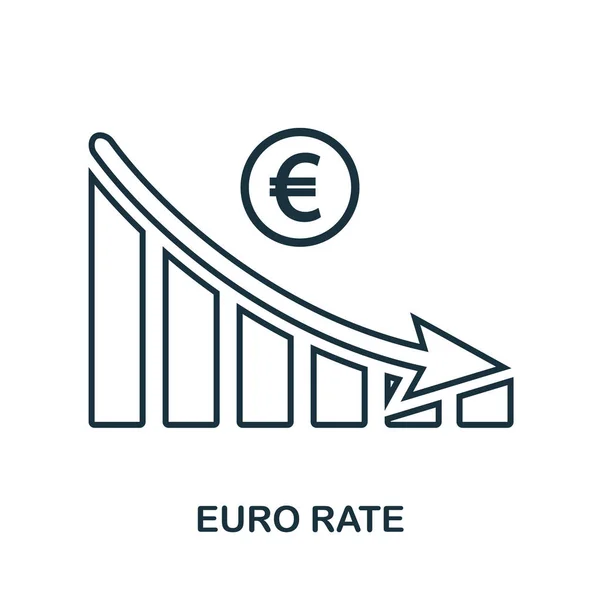 Euro árfolyam csökkenés grafikus ikonra. Mobil app, nyomtatás, webhely ikonra. Egyszerű elem énekelni. Fekete-fehér Euro árfolyam csökken grafikus ikon illusztrálja. — Stock Fotó