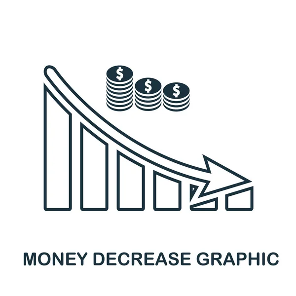 Money Decrease Graphic icon. Mobile app, printing, web site icon. Simple element sing. Monochrome Money Decrease Graphic icon illustration.