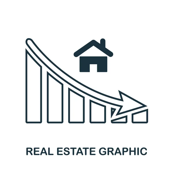 Real Estate verlagen grafische pictogram. Mobiele app, afdrukken, websitepictogram. Eenvoudig element met zingen. Monochroom Real Estate verlagen grafische pictogram illustratie. — Stockvector