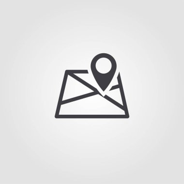 Harita simgesi. Basit öğe örnek. Piksel mükemmel simgesi tasarım UI koleksiyonundan eşleyin. Web tasarım, apps, yazılım, yazdırma için kullanma.