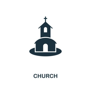 Kilise yaratıcı simgesi. Basit öğe örnek. Kilise konsept sembol tasarımı balayı koleksiyonundan. Web tasarımı için mükemmel, apps, yazılım, yazdırma.