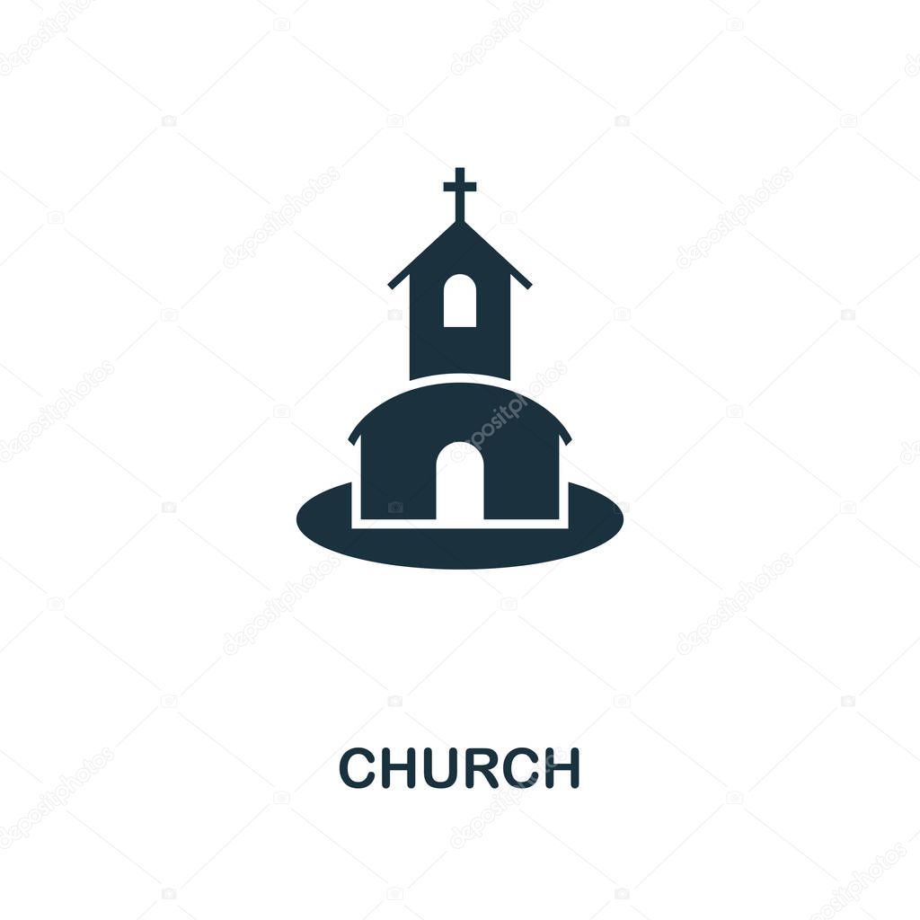 Church creative icon. Simple element illustration. Church concept symbol design from honeymoon collection. Perfect for web design, apps, software, print.