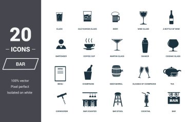 Bar Icon set. Premium Kalite simgesi derleme. Basit öðeler Icon set. Web tasarımında kullanıma hazır, apps, yazılım, yazdırma.