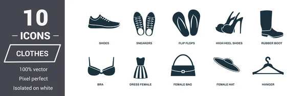 Set di icone per i vestiti. Collezione di simboli di qualità premium. L'icona dei vestiti imposta elementi semplici. Pronto per l'uso in web design, applicazioni, software, stampa . — Vettoriale Stock