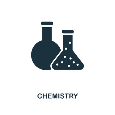 Kimya simgesi. Tek renkli stil simgesi tasarım okulu simgesi koleksiyonundan. UI. Kimya simgesi Illustration. Beyaz izole piktogram. Web tasarımında kullanıma hazır, apps, yazılım, yazdırma.