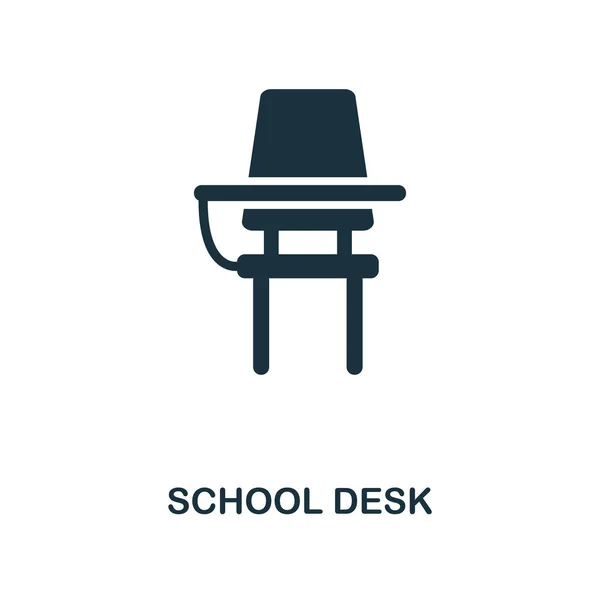 "学校台" 图标。单色风格图标设计从学校的图标集合。Ui。学校课桌图标的插图。在白色查出的象形文字。可在网页设计、应用程序、软件、打印中使用. — 图库照片