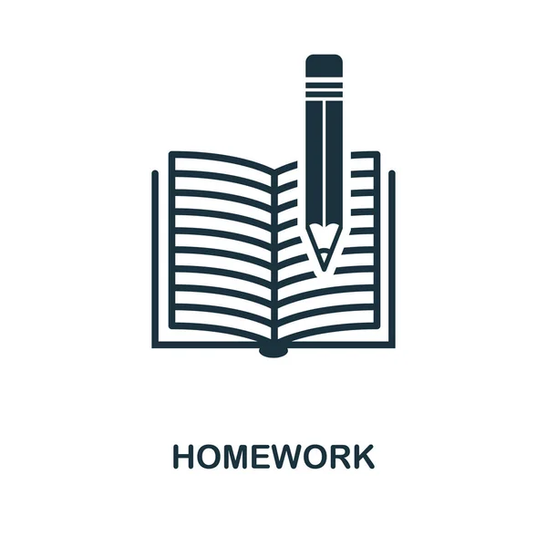 Homework icon. Monochrome style icon design from school icon collection. UI. Illustration of homework icon. Pictogram isolated on white. Ready to use in web design, apps, software, print. — Stock Photo, Image