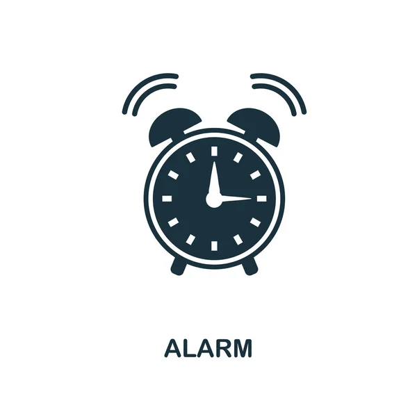 Alarmsymbol. Monochromes Stil-Icon-Design aus der Schule-Icon-Sammlung. ui. Illustration des Alarmsymbols. Piktogramm auf weiß isoliert. einsatzbereit in Webdesign, Apps, Software, Print. — Stockvektor