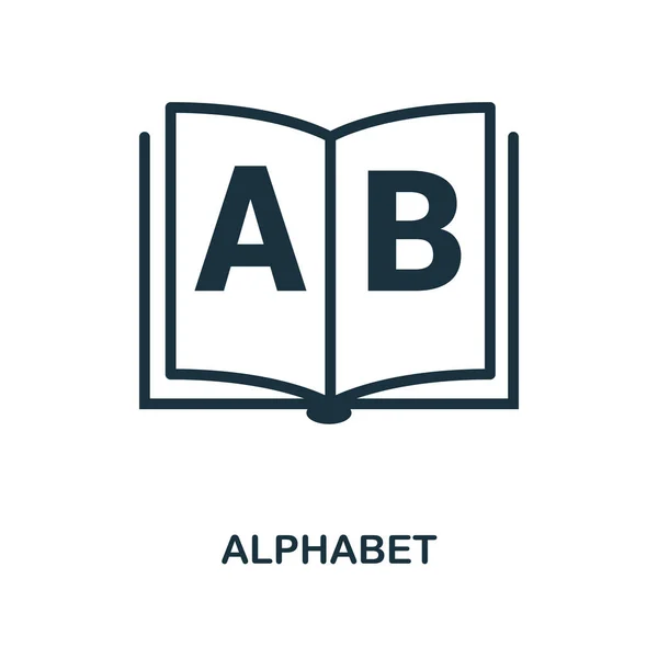 Alphabet-Symbol. Monochromes Stil-Icon-Design aus der Schule-Icon-Sammlung. ui. Illustration des Alphabet-Symbols. Piktogramm auf weiß isoliert. einsatzbereit in Webdesign, Apps, Software, Print. — Stockvektor